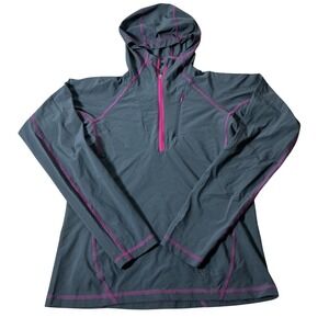 Rab Aurora Pull On Hoodie Women XS Grey Gorpcore Half Zip Hiking Performance Top